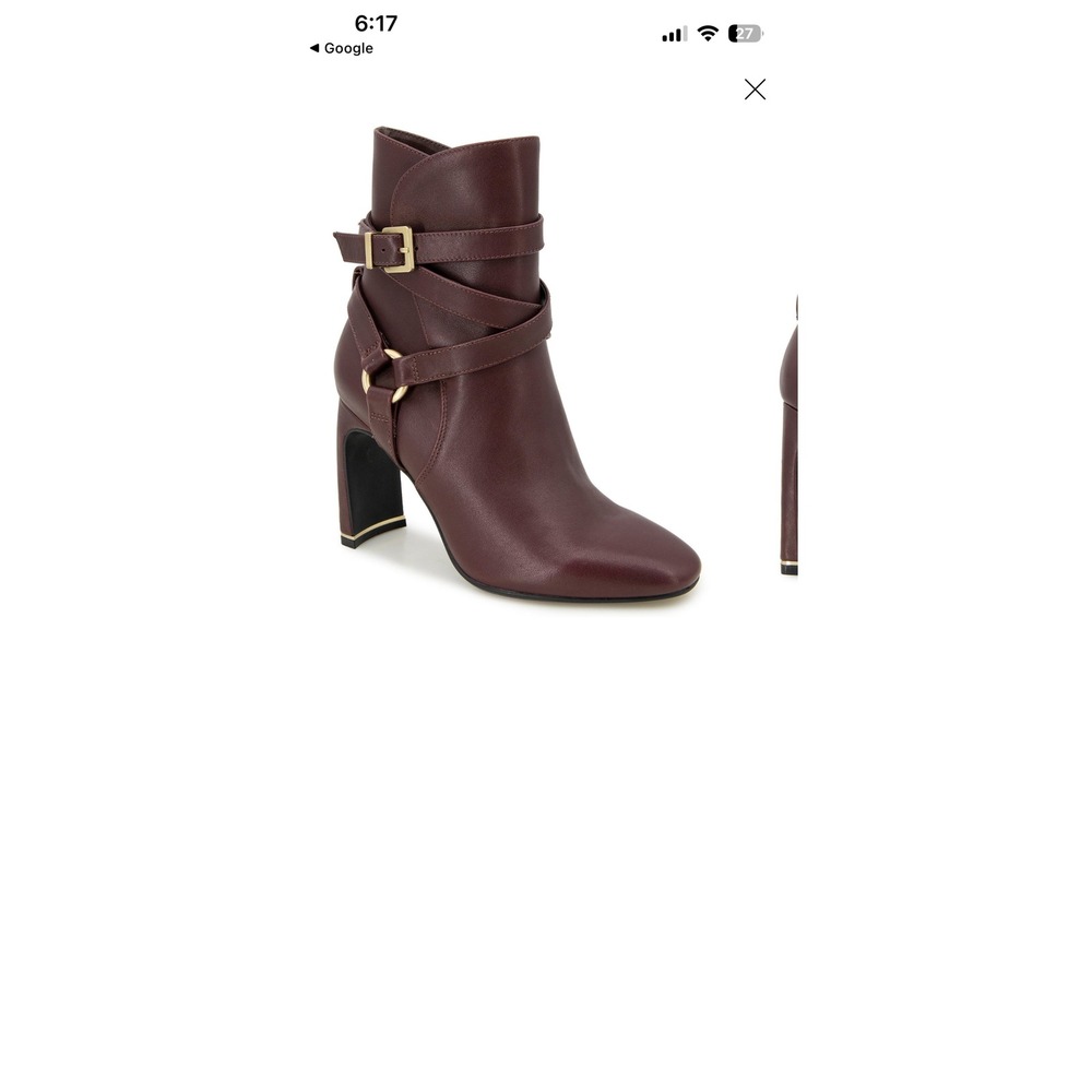 Kenneth Cole Nellie Oxblood Leather Ankle‎ Boots Harness Buckle Block Heel 9.5M - Picture 4 of 8